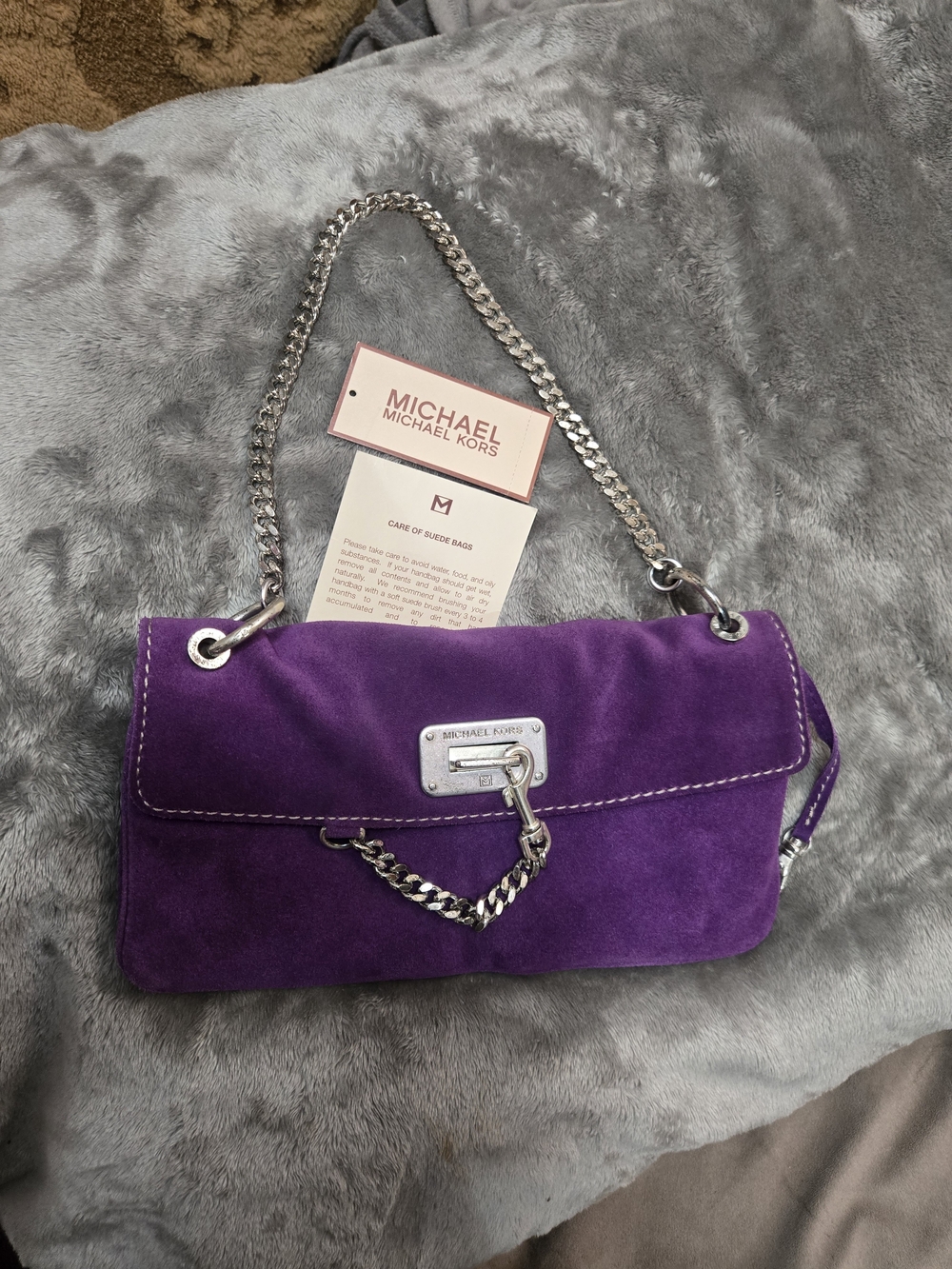 Michael Kors Purple Suede Chain Shoulder Bag